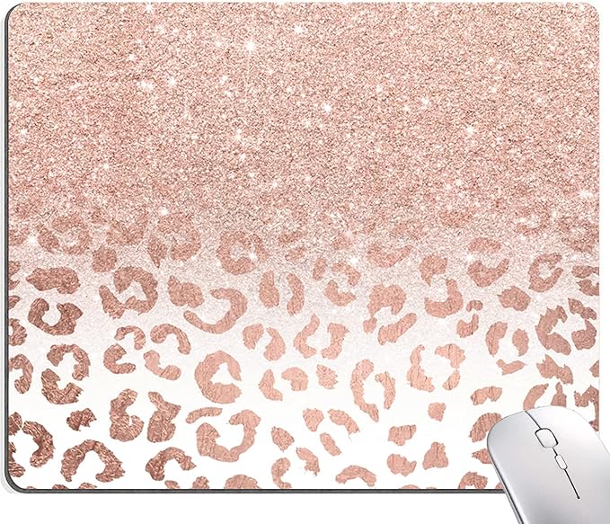 Mouse Pad, Bible Verse Pink Sparkles Glitter Mouse pad, Square Waterproof Mouse Pad Non-Slip Rubber Base MousePads for Office Laptop, (Psalm 46:5 God is Within Her,She Will not Fall)