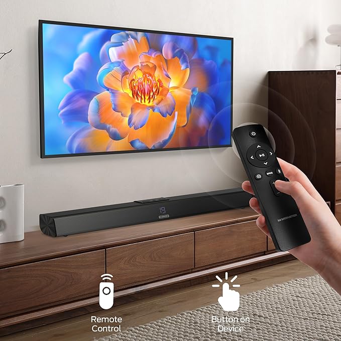 Monster Soundbar SB100 Sound Bar for Smart TV, 120W Soundbar with DSP Dynamic Sound, LED Display, Easy Setup, Bluetooth 5.4, Wall Mountable
