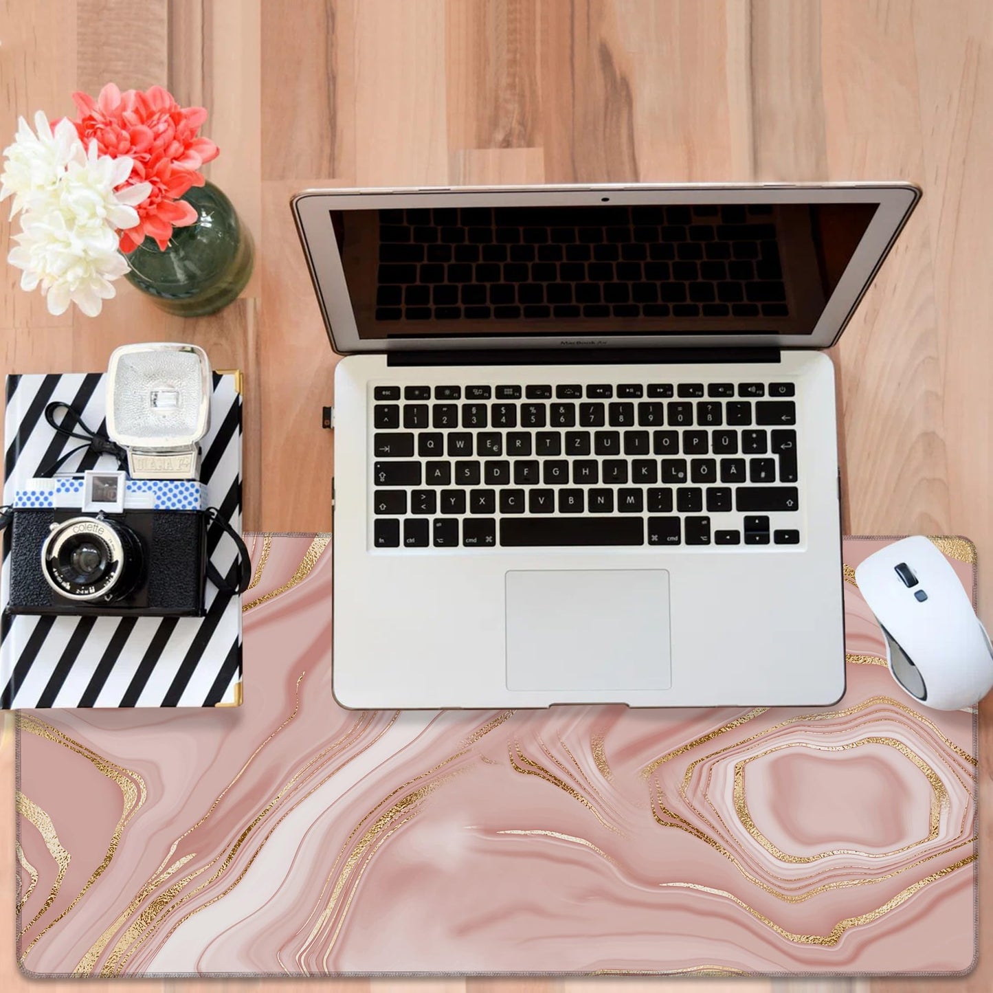 NITAHHHY Liquid Marble Gaming Mouse Pad 3mm Thick Stitched Edge Waterproof Non-Slip Large Computer Keyboard Mouse Mat,Suitable for Office Entertainment Decorative Desk Pad 35.4 x 15.7 Inches