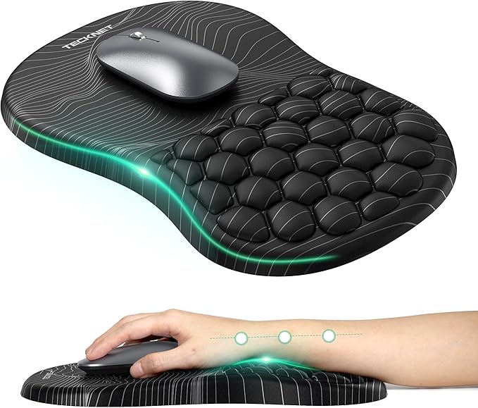TECKNET Ergonomic Mouse Pad with Wrist Rest,Soft Comfortable Massage Design