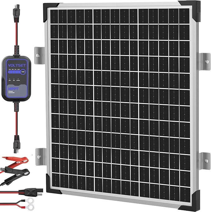 Voltset 10W 12V Solar Panel Battery Charger Trickle Maintainer Kit