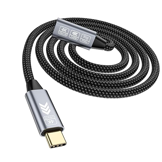 HOTUTUKI USB C Extension Cable 10FT, 20Gbps/240W USB3.2 Type C Extender Cord, 4K@60Hz Video Output Nylon Braided USB C Male to Female Extension Charging Cable Compatibility with Thunderbolt 4/3