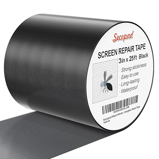 Secopad 4" x 240" (20FT) Screen Repair Tape, Screen Repair Kit, Grey