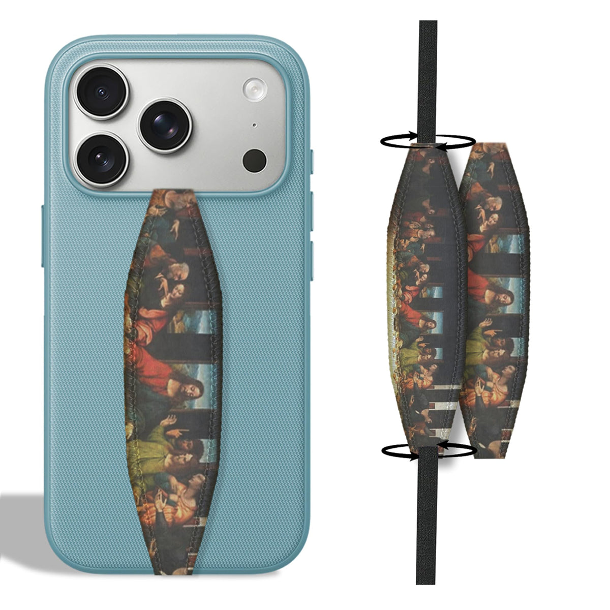 Switchbands Phone Grip Strap – Soft Anti-Drop Elastic Hand Strap, Arthritis Friendly, Slim Universal Fit, Wireless Charging Compatible Art Gift – Mona Lisa & Girl with a Pearl Earring