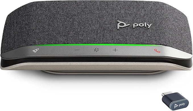 Poly Sync 20+ Personal Portable Bluetooth Speakerphone (Plantronics) - Noise/Echo Reduction - USB-C Bluetooth Adapter - Works w/Teams, Zoom, PC, Mac, Mobile – Exclusive