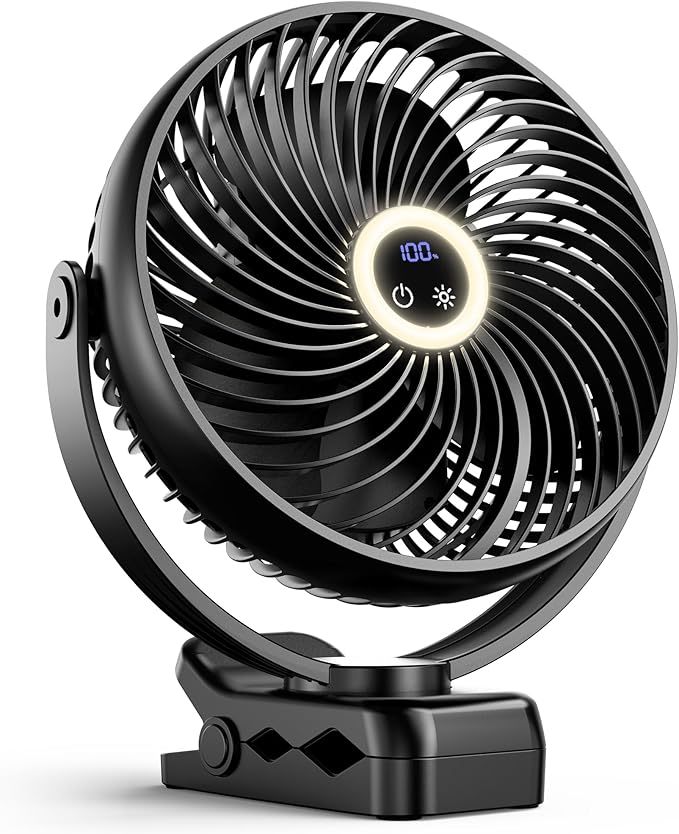 Xasla 10000mAh Portable Clip on Fan, 8 inch, Rechargeable Battery