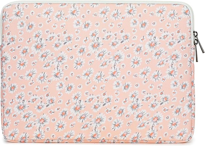 Canvaslove Pink Chrysanthemum Laptop Sleeve Case Bag With Pocket for MacBook Pro 14 inch,Surface Laptop 14.4 inch and HP Lenovo Dell ASUS Acer 14 inch Laptop Computer