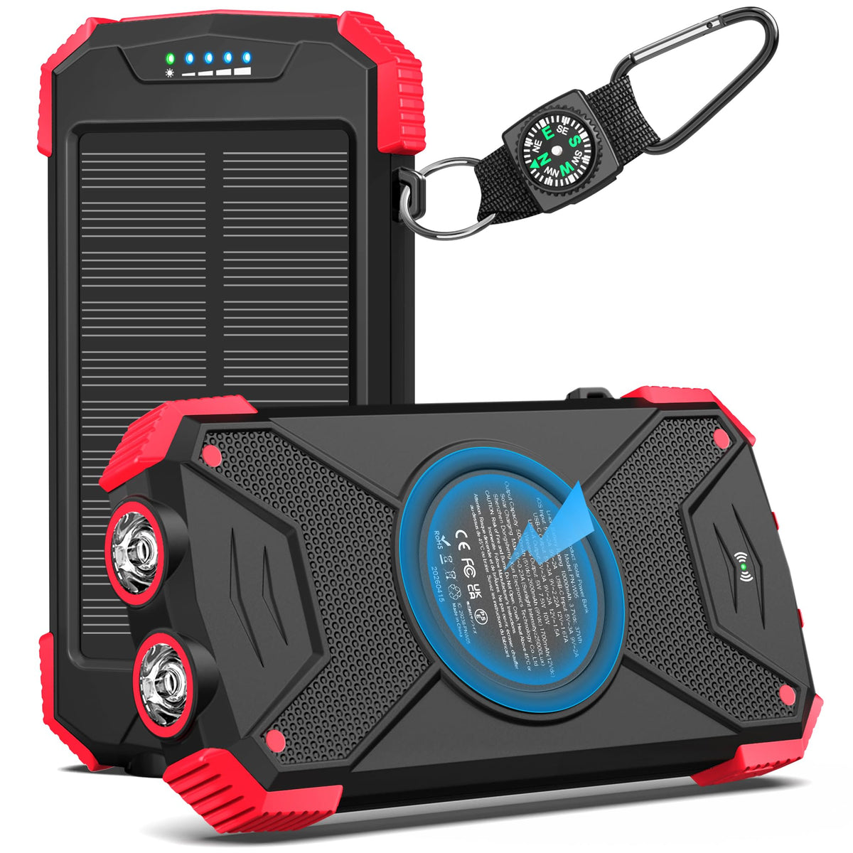 BLAVOR Solar Power Bank 10,000mAh Portable Wireless Charger for Cell Phones