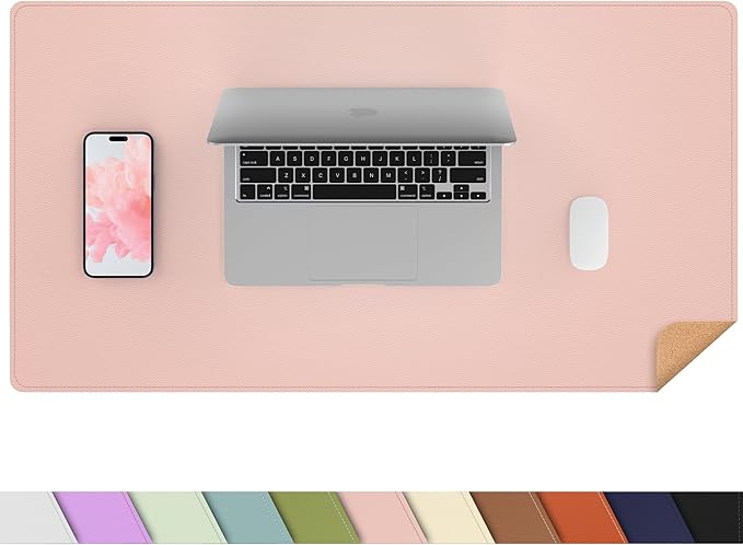 AFIING Leather Desk Pad Protector, Large Desk Mat with Natural Cork & PU Leather, Mouse Pad, Non-Slip, Waterproof Desk Writing Pad for Office and Home