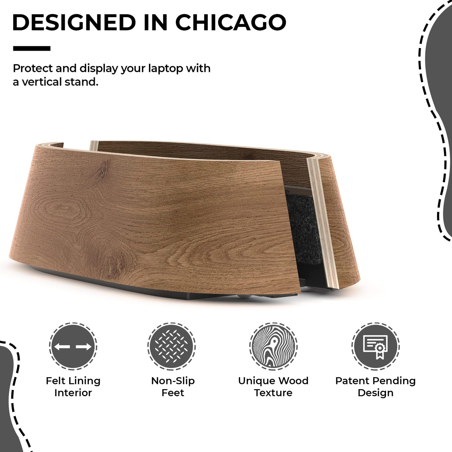 HumanCentric Vertical Laptop Stand in Black Walnut Wood, Adjustable