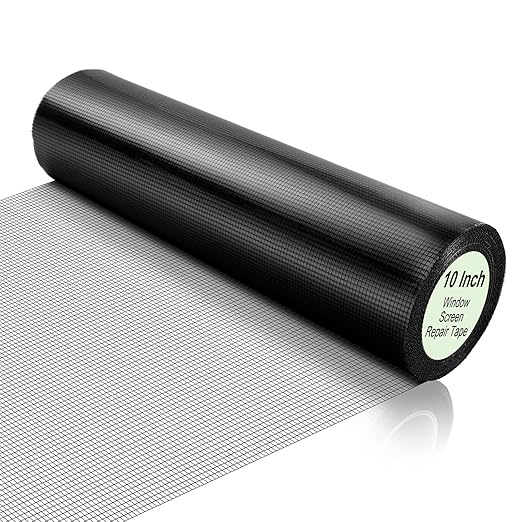CroBlissful Extra Wide 5 inch x 20 ft Window Screen Tape Mesh Repair Strong Adhesive Waterproof Fiberglass Screen Repair Kit Patch for Window Door Tears Holes(Black)