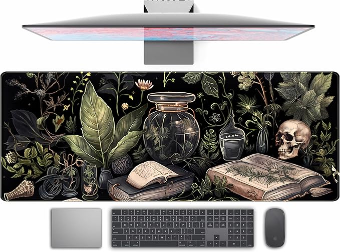 Desk Mat Forest Library Book Mouse Pad Big Desk Pad XXL Extended Gaming Large Mouse Pad for Desk Rubber Base Mousepad with Stitched Edges, Keyboard Mouse Mat for Work Game Office Home 31.5x15.7 in