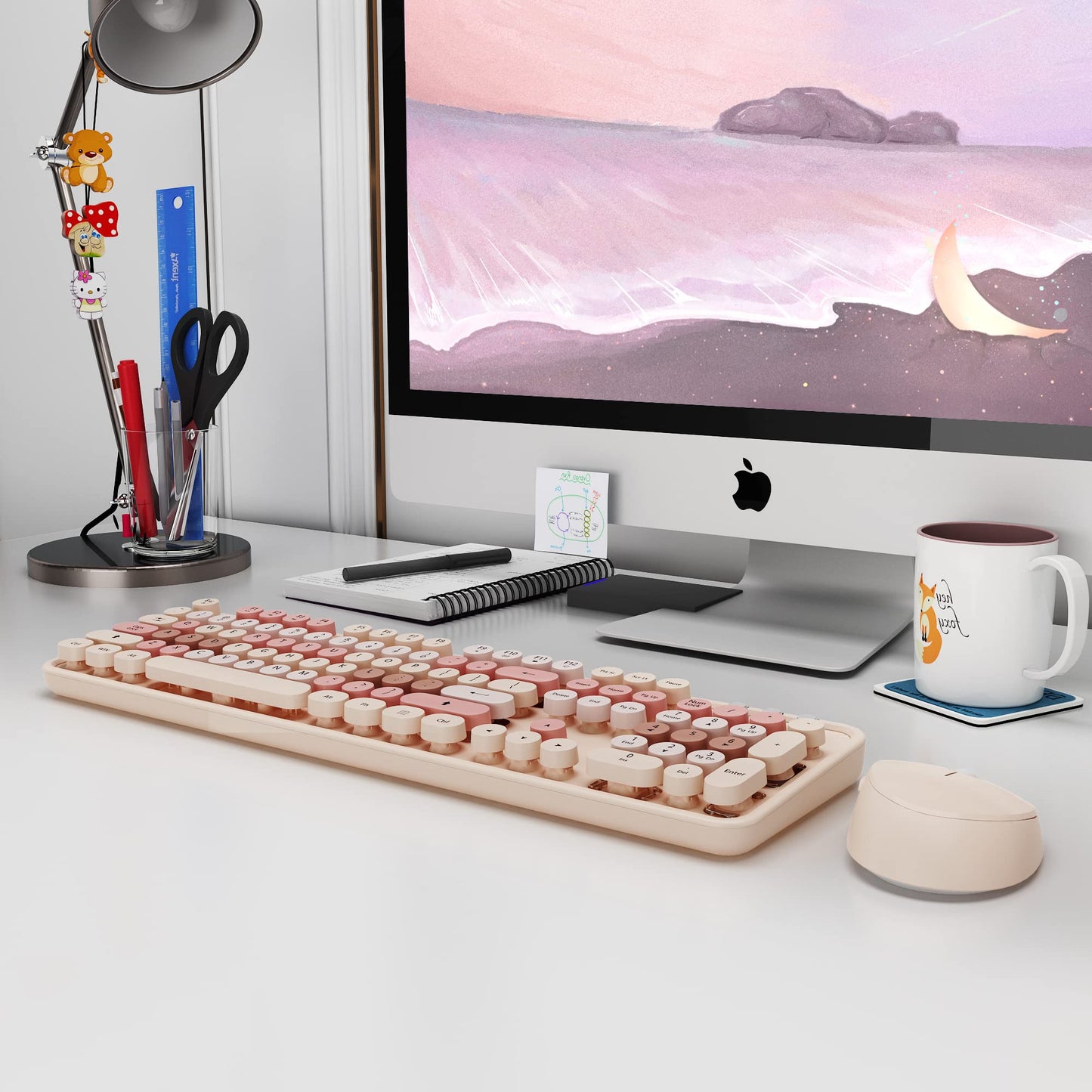 Wireless Keyboard and Mouse Cute Retro Typewriter for PC