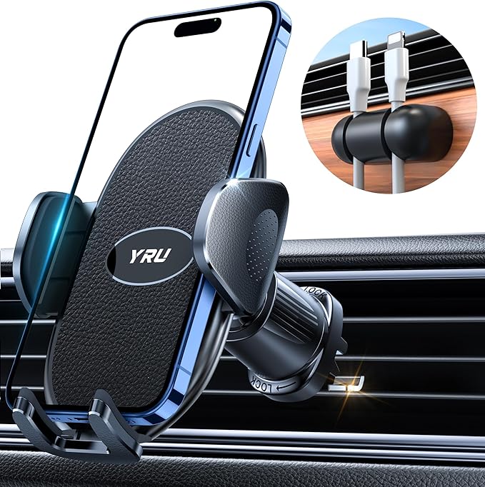 YRU [2026 Upgraded Military-Grade Metal Hook Phone Holders for Your Car
