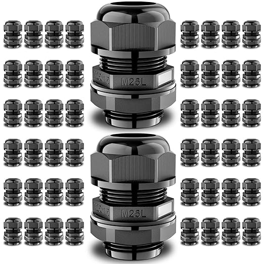 QILIPSU 10pcs M12L Long Thread Cable Gland Waterproof IP68 Nylon Strain Relief Cord Grip Cable Pass Through Wire Connector