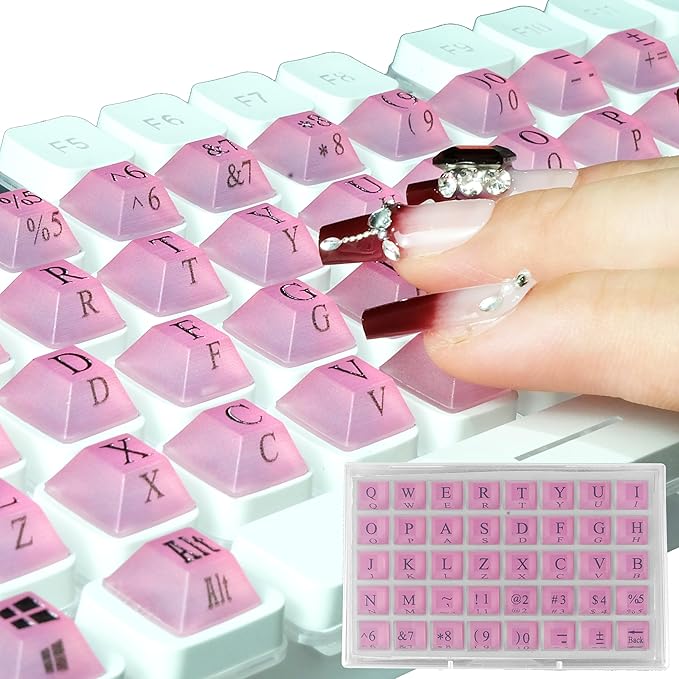 80 Pcs Raised Keyboard Keys' Stickers for Long Nails Typing and Gaming, TM