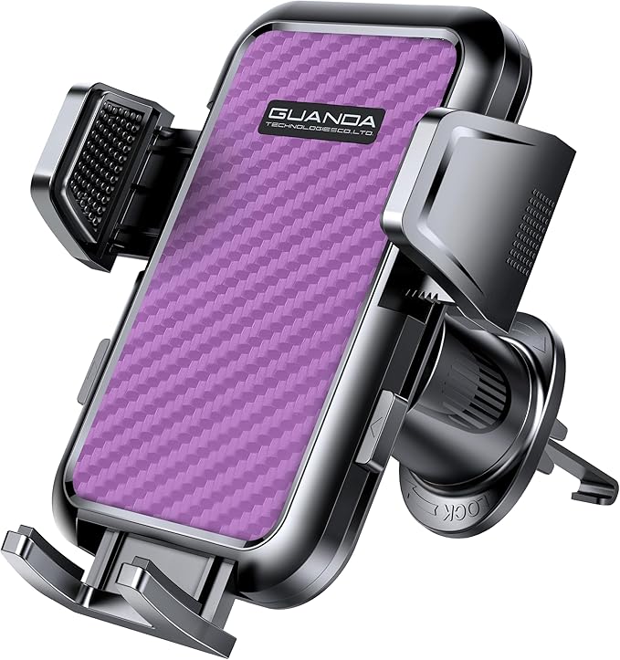 Air Vent Car Phone Holder, Metal Hook, Wide Clamp, Heat-Resistant Grip