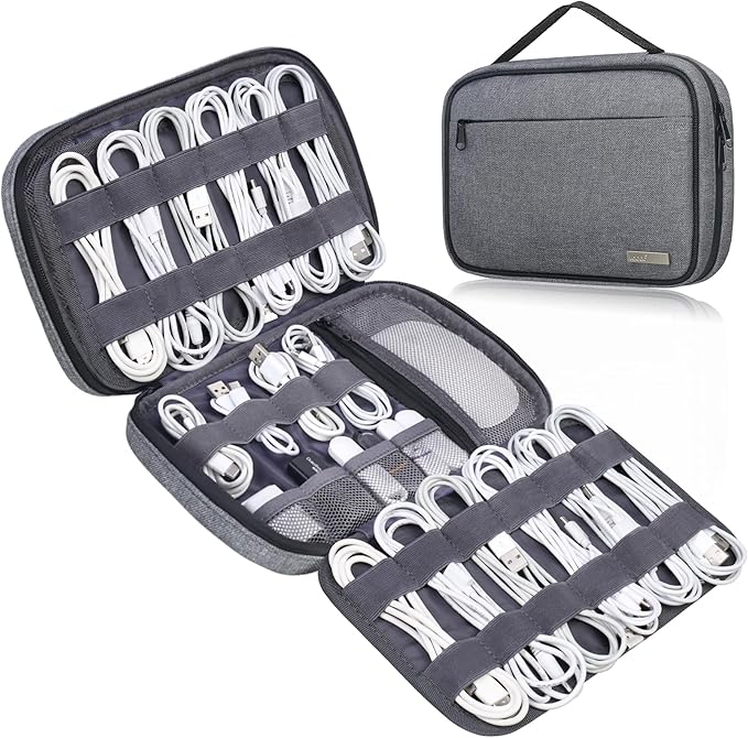 Lacdo Cord Organizer Travel, Cable Organizer Bag Case, Portable Electronics Organizer Travel Case, 6 Layer Large Capacity Charging Cords Storage organizer for Cables, SD Card, Travel Essentials