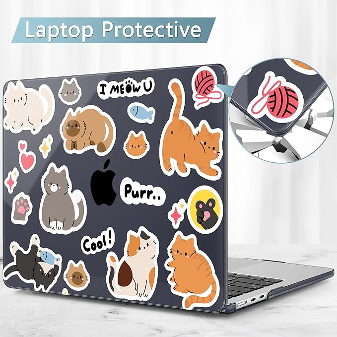 May Chen for MacBook Air 13.6 Inch Case 2025/2024/2023/2022 Release (Model A2681 A3113 A3240, M2 M3 M4 Chip) – Hard Shell Laptop Cover with Keyboard Cover & Screen Protector,Cat Sticker Print