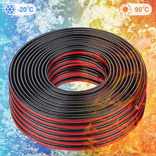 12 Gauge Wire 100FT Tinned Copper Wire-2 Conductor Parallel Wire Insulated Stranded Wire for Solar Panel Car Audio Automotive Low Voltage Electrical Wire for LED Lighting (12AWG 100FT)
