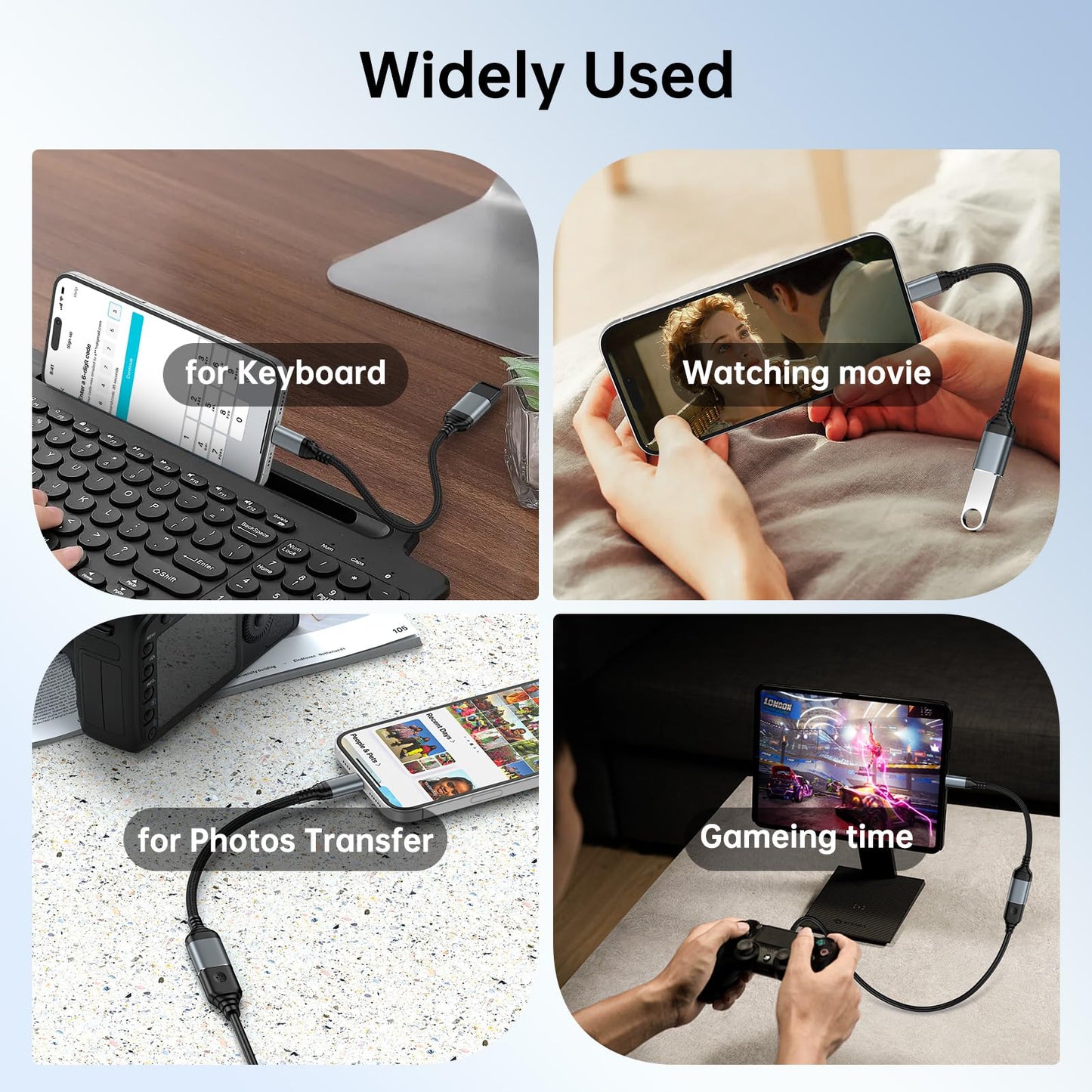 USB C to USB 3.0 Adapter,Type C Male to USB Female OTG Cable 5Gbps Data Transfer for iPhone 16 Pro Max/16 Pro/16 Plus/16e/16/15,iPad,Samsung Galaxy S25 Edge/S25 Ultra/S24/S23/A36/A16,Google Pixel 9a 9