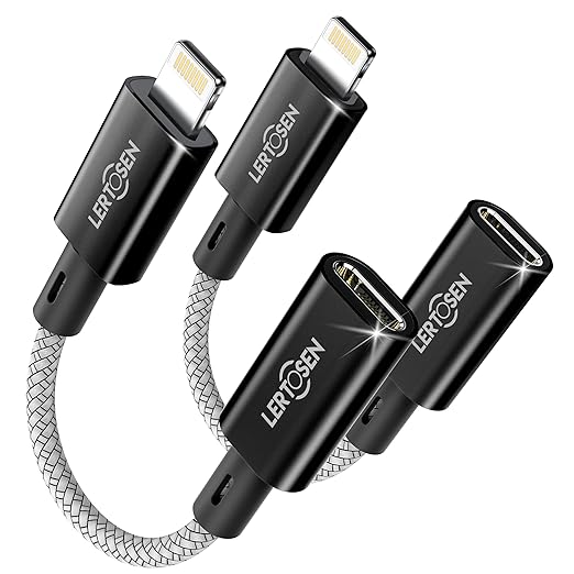 MFi Certified USB C to Lightning Adapter 2 Pack,27W PD Fast Charging & Data Sync Cable Adapter,Type C Female to Lightning Male Charger Converter for iPhone 14/13/12/11,iPad,AirPods - Not for Audio/OTG