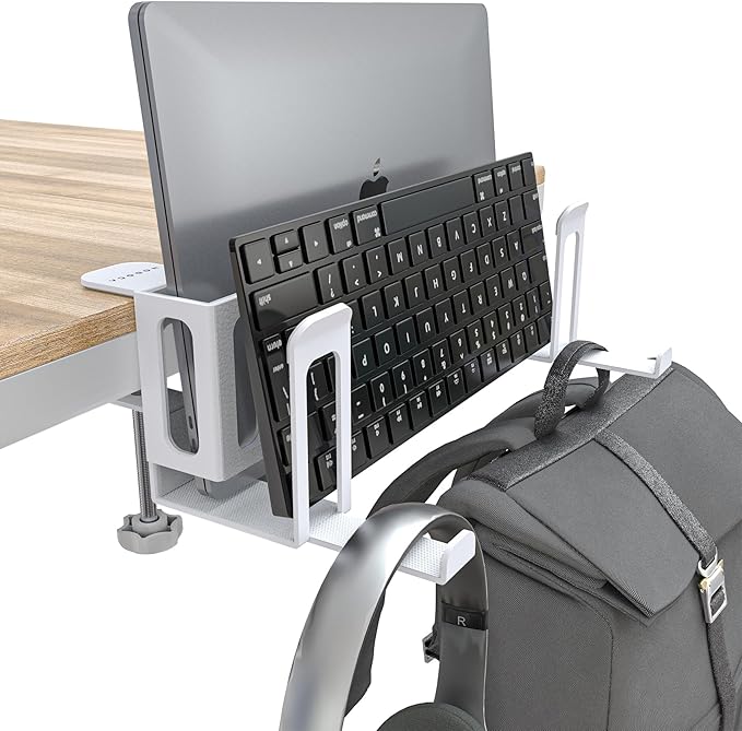 NODOCA Laptop Storage for Desk, Vertical Laptop Stand for Desk, MacBook Vertical Stand, with Headphone Holder, Desk Side Storage for MacBook/Surface/Samsung/HP/Dell[M