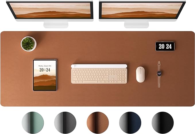 Aothia Leather Desk Pad Protector, Office Desk Mat, Large Mouse Pad, Laptop Desk Pad, Non-Slip PU Leather Desk Blotter, Waterproof Desk Writing Pad for Office and Home (Olive Green