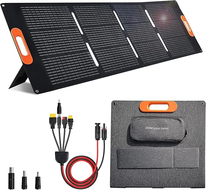 VLAIAN 400W Portable Solar Panel for Power Station Generator,400 Watt Foldable Solar Panel Charger with MC4 Output,3-in-1 DC Connector,23.5% High Efficiency for Outdoor Camping RV Travel (400W)