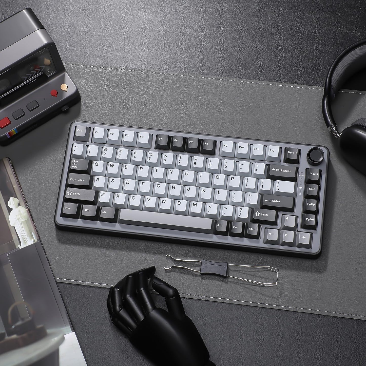 YUNZII B75 75% Hot Swap RGB Mechanical Keyboard(Dark Grey,Cocoa V2)