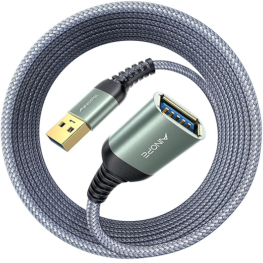 AINOPE 2 Pack USB Extensions Cable High Speed USB 3.0 Extension Cord Type A Male to Female Sturdy Braided Material Fast Data Transfer Compatible with USB Keyboard,Mouse,Flash Drive