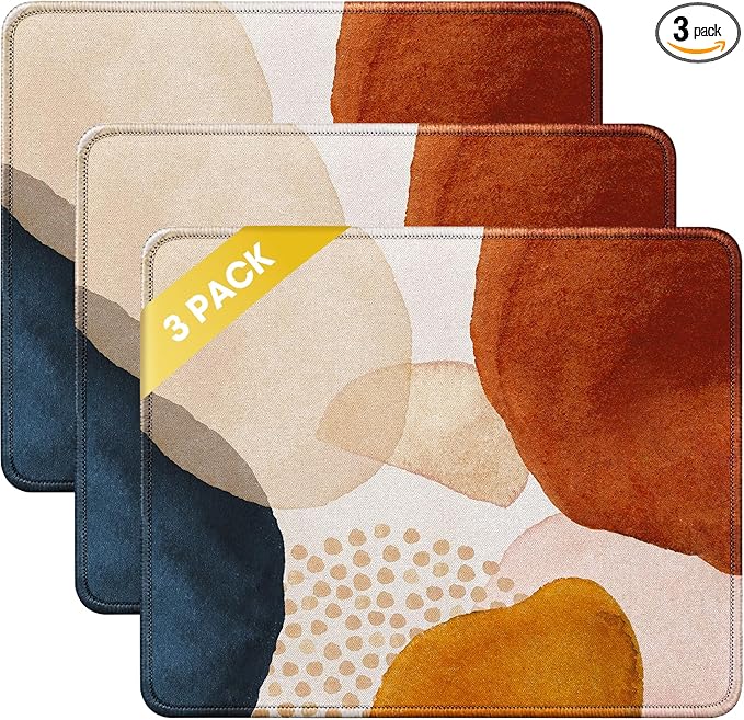 JIKIOU 3 Pack Mouse Pad with Stitched Edge, Portable Size-10.2x8.3in Peony