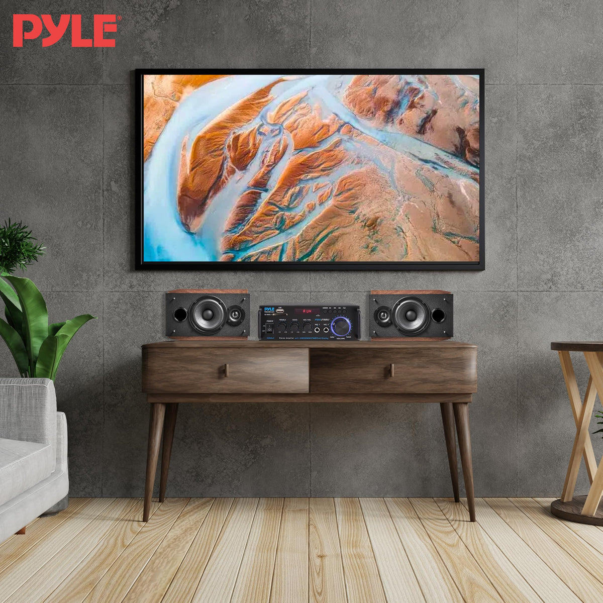 Pyle 200W Wireless Bluetooth Stereo Power Amplifier - 2-Channel Audio Receiver with RCA - USB - SD - MIC IN - FM Radio - Remote Control - AUX Input for Home Theater & Studio Use - PDA29BU.6