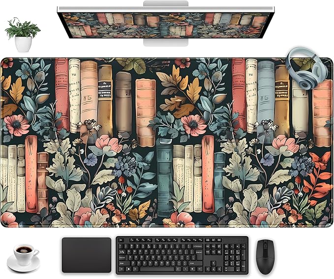 Gaming Desk Mat Skull Desk Pad Extended Mouse Pad XXL, Cool Mouse and Keyboard Mat Big Desktop Mats for Desk, Laptop Mat with Non-Slip Base & Stitched Edges, Office Decor for Men 31.5" x 15.7"
