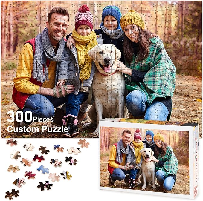 Easycosy Custom Photo Puzzles 300/500/1000 Pieces for Adults Families Personalized Picture Text Jigsaw Puzzle Gift for Fathers Day Game Birthday Anniversay(Horizontal/Vertical)