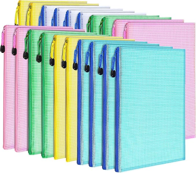 LEOBRO Mesh Zipper Pouch Bags, 13.2"x 9.2" Zipper Pouch, Storage Bags Pouch for Organization Toy Puzzles Board Game Travel, File Jackets & File Pockets
