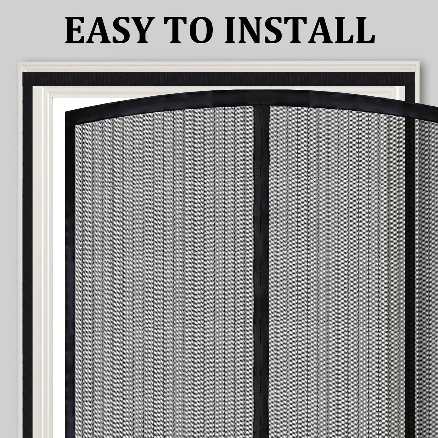 Magnetic Screen Door - Self Sealing, Heavy Duty, Hands Free Mesh Partition Keeps Bugs Out Let Breeze in- Pet and Kid Friendly - Keep Open Feature (Black, Fit Door Size 39 x 82 Inch)