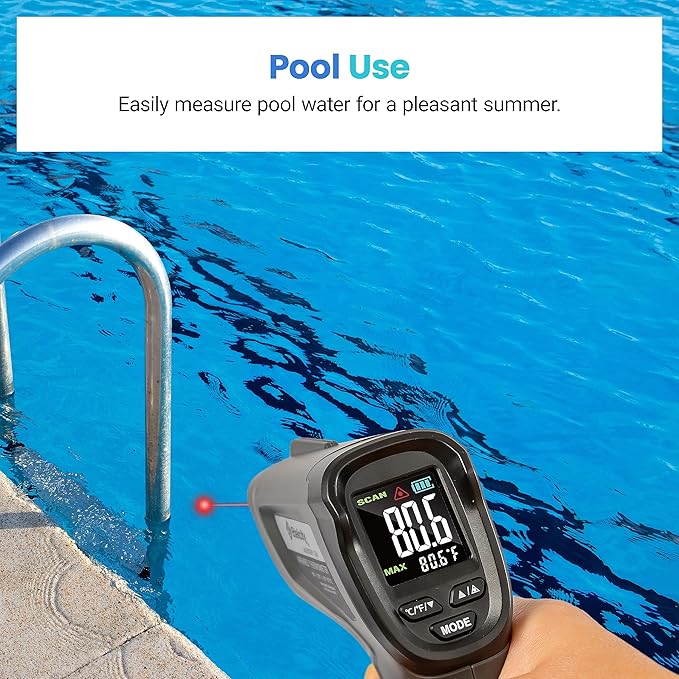 Etekcity Temperature Gun Infrared Thermometer -58ยฐF 1130ยฐF, Digital Laser Heat Gun for Pizza Ovens, Griddles, Meat, Refrigerators, Engines, HVAC, Kitchen & Pool Accessories