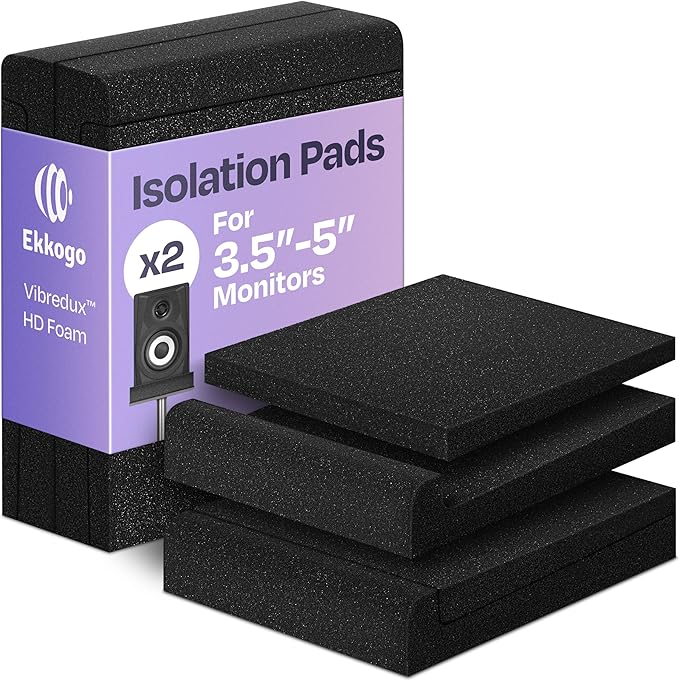 Ekkogo Pair of Studio Monitor Isolation Pads Premium Acoustic Foam to Elevate Audio Ideal Speaker Foam for 6.5-8 Inch Speakers Enhanced with Vibredux HD Foam for Superior Isolation