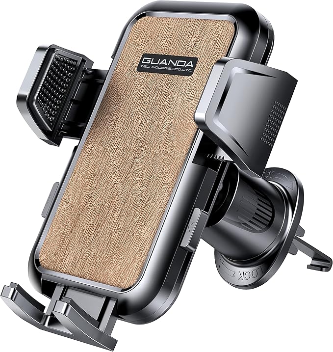 Air Vent Car Phone Holder, Adjustable Wide Clamp, Metal Hook, Anti-Shake