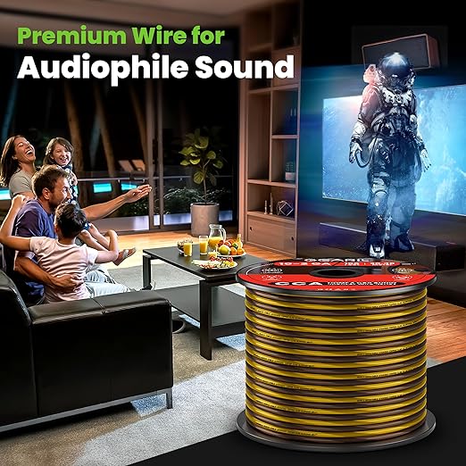 GEARit Speaker Wire 14 Gauge, Speaker Cable 100ft for Car Audio, Home Theater, CCA(Black Yellow)
