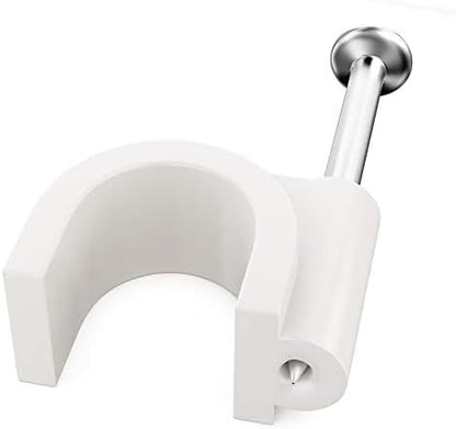 Pro-Grade, Cable Clips with Steel Nails 4mm - 14mm Wire Holders and Tacks in 9 sizes, 100 Per Size. Durable, UV Resistant Plastic Clips Help Organize Coax, Ethernet, Cat5, Cat6 and Other Cords.