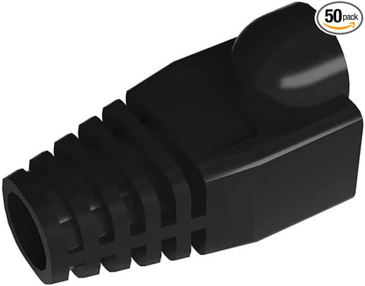 VIVOCH 50 Pcs Cat5 Cat5E Cat6 Strain Relief Boot, RJ45 Plug Connector Cover Modular Network Plug Connector Cap Cable Connector Boots, Black