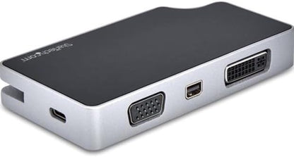 StarTech.com USB C Multiport Video Adapter - 4K 60Hz UHD Portable 5-in-1 USB Type C to HDMI 2.0, Mini DisplayPort, VGA or DVI (1080p) - 95W PD Passthrough - Cable Management - Aluminum (CDPVDHMDPDP)