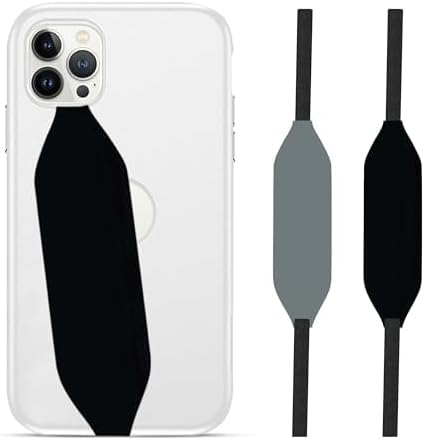 Switchbands Phone Grip Strap - Pack of 2 Reversible Finger Holder for Phone Back, Customizable Anti-Slip Design, Wireless Charging Compatible Detachable Holder for iPhone - Black & Grey