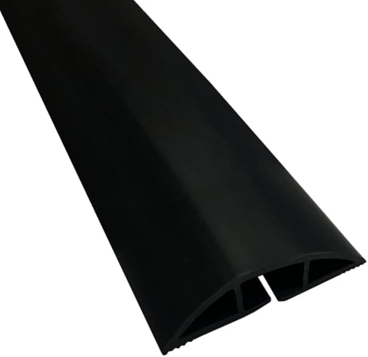 Kable Kontrol Floor Cord Cover kit - 6 Feet Long Black Plastic Cable Protector, Hides Cords and Conceals Wires, for Extension Cord Cable Management, Channel Size 0.75” W x 0.43” H