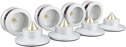 Tertullus 4 Pcs Aluminum Speaker Spike+Speaker Isolation Feet Top Pad Turntable Isolation Feet for Amplifier Speaker Turntable Player Subwoofer Silver