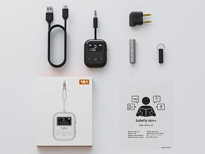 1Mii SafeFly Min+ Bluetooth Transmitter and Receiver,Bluetooth Adapter for Airplane, Supports to 2 AirPods/Headphones,Use with Any 3.5mm Jack on Airplanes, Gym, TVs, Car, Home, Boat(White)