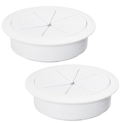 2 Pcs Desk Grommet 3-1/8" / 80 mm, Desk Hole Cover for Cables White, Cable Grommet ABS Plastic, Desk Hole Grommet for Home & Office Pc, Detachable Cable Cord Organizer