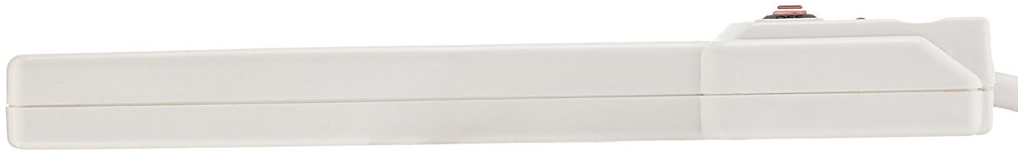 Amazon Basics Surge Protector Power Strip, 6-Outlet with 200J Protection, Circuit Breaker, LED Indicator, On/Off Switch, Wall-Mounting, 2ft Extension Cord, White, 2-Pack